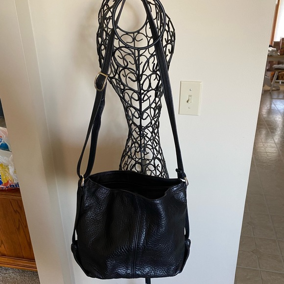 SAS Handbags - SAS Genuine Leather Black 2 Compartment Shoulder Purse